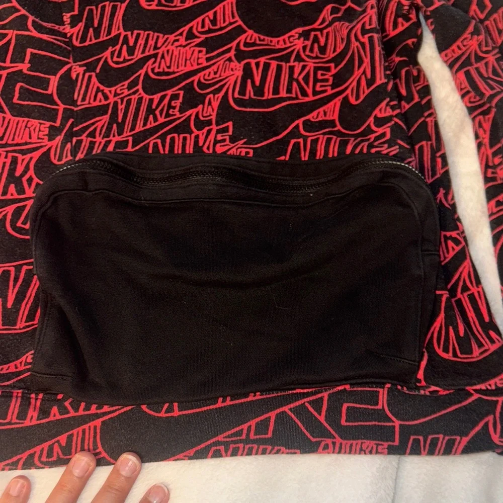 Nike S Kids Black and Red Logo Hoodie